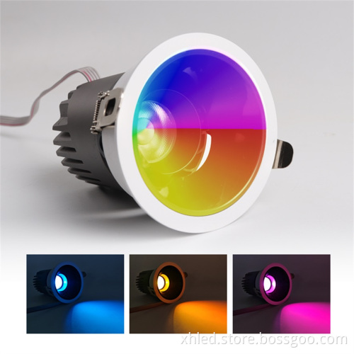 Round Commercial Recessed IP20 LED Downlight 20W RGBW for Hotels